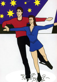 Ice Skating Applique Flag 28x48