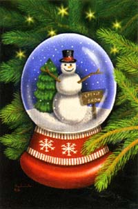 Snowman Globe Garden Flag 12x18